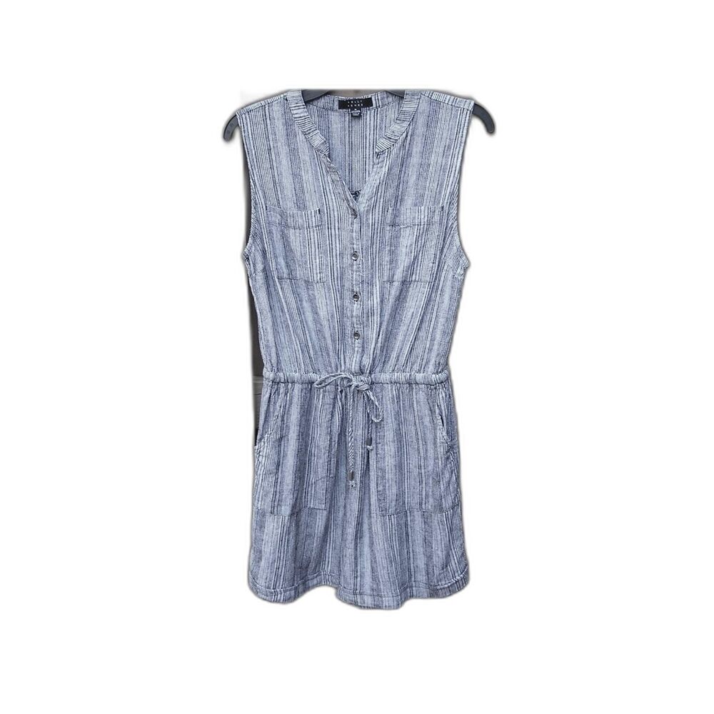 Kelly Renee Black White Grey Stripe Sleeveless Romper With Pockets Size M Medium